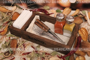 Ящик для подачи ножей, вилок салфеток из дерева, фото №2