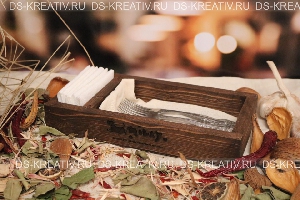Ящик для подачи ножей, вилок салфеток из дерева, фото №3